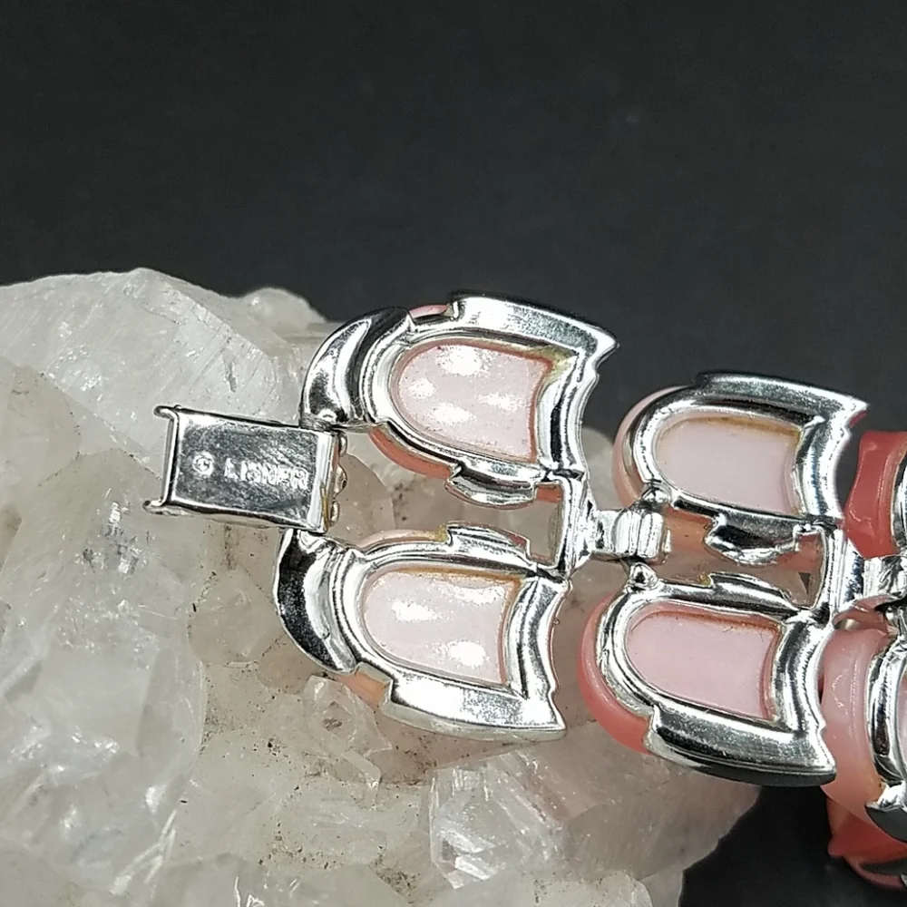 Vintage Lisner Two Tone Pink Moonglow Bracelet